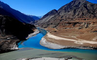 sangam ladakh, river confluence, zanskar river and indus river